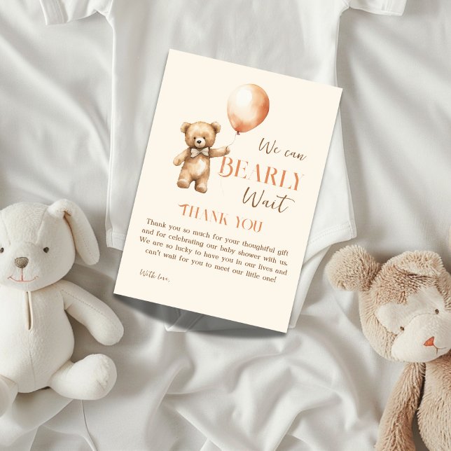 Boho vi kan bearly Wait Beige Bear Baby Shower Tack Kort (Skapare uppladdad)