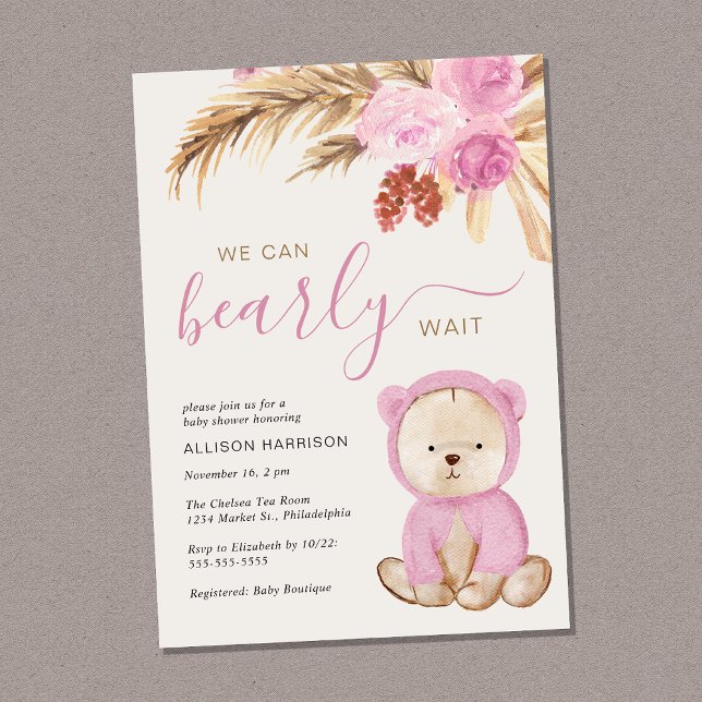 Boho vi kan bearly Wait Flicka Shower Inbjudningar (Skapare uppladdad)