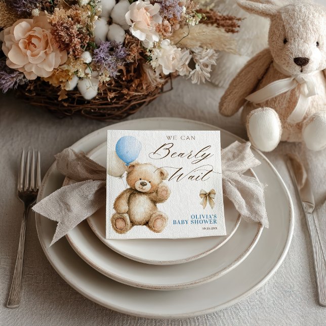 Boho vi kan bolla Nalle Baby Shower Pappersservett (Boho We Can Bearly Wait Teddy Bear Baby Shower Napkins)