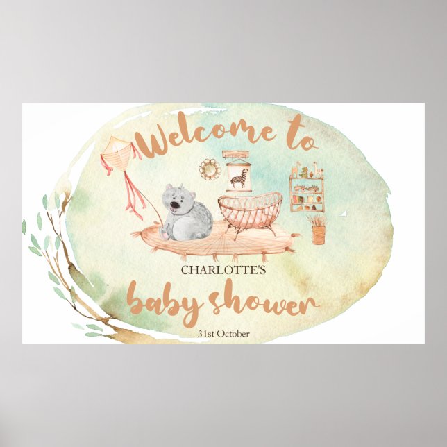 Boho Vi Kan Nästan Inte Vänta Baby Shower Välkomst Poster (Framsidan)