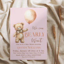 Boho vi kan vänta på Rosa Bear Girl Baby Shower