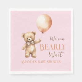 Boho vi kan vänta på Rosa Bear Girl Baby Shower Pappersservett