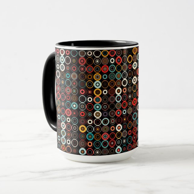 Boho Vibes Mugg: Modern retro Circles Mugg (Framsida vänster)