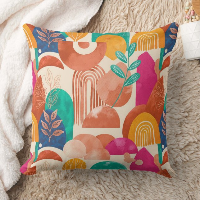 Boho Vibrant Färg Kudde (Filt)