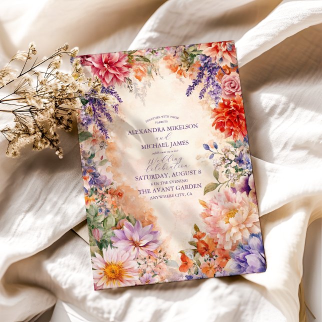 Boho Victorian Royal Blommig Bröllop  Inbjudningar (Skapare uppladdad)