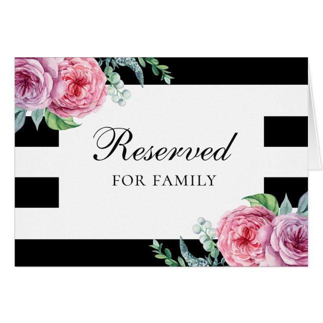 Boho vigsel bokad skylt. Rosa trädgårdsblommor OBS Kort (Framsidan Horizontal)