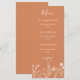 Boho vild blomkruka bröllop meny