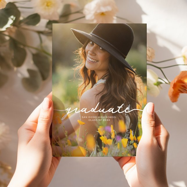 Boho Vild Blomma Flickas Examen Inbjudan (Boho Wildflower Girl Graduation Announcement)