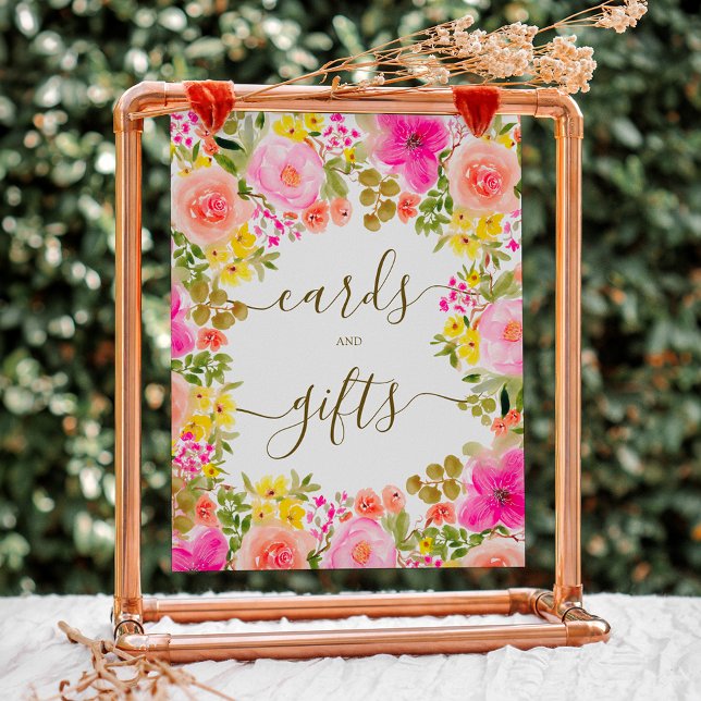 Boho-vild-blommans möhippa poster (Boho wild flowers garden bridal shower sign)