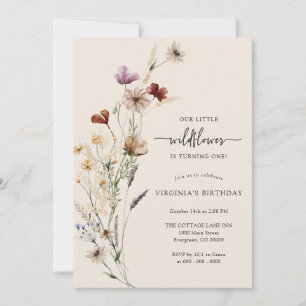 Boho vild blomster födelsedagsinbjudan inbjudningar