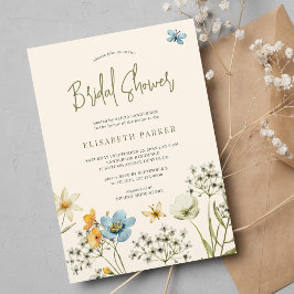Boho vild blomster vår bröllopsfest inbjudningar