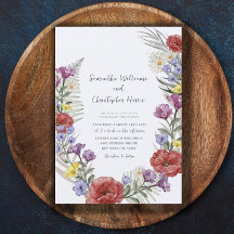 Boho Vild Flower Watercolor Bröllop
