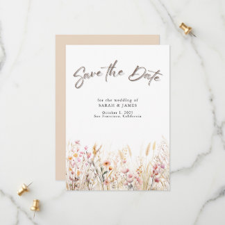 Boho Vild Flowers Spara datumkortet | Minimalistis Datumet