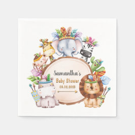 Boho Vild Giraffe Zebra Elephant Baby Shower Pappersservett