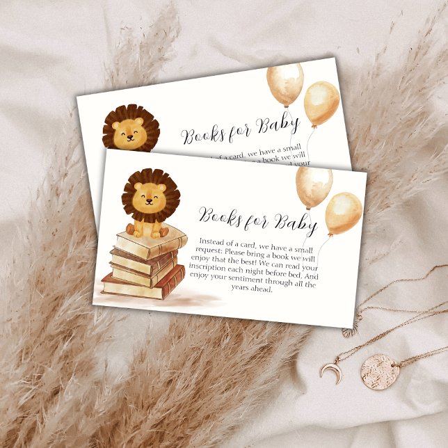 Boho Vild Lejon Balloon Bokar for Baby Shower Tilläggskort (Boho Wild Lion Balloon Books For Baby Shower Enclosure Card)