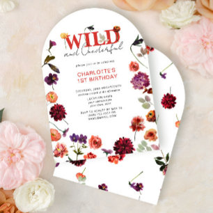 Boho Vild & ODERING Girl 1st Birthday Inbjudningar