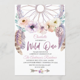 Boho Vild One Dreamcatcher Birthday-inbjudan Inbjudningar
