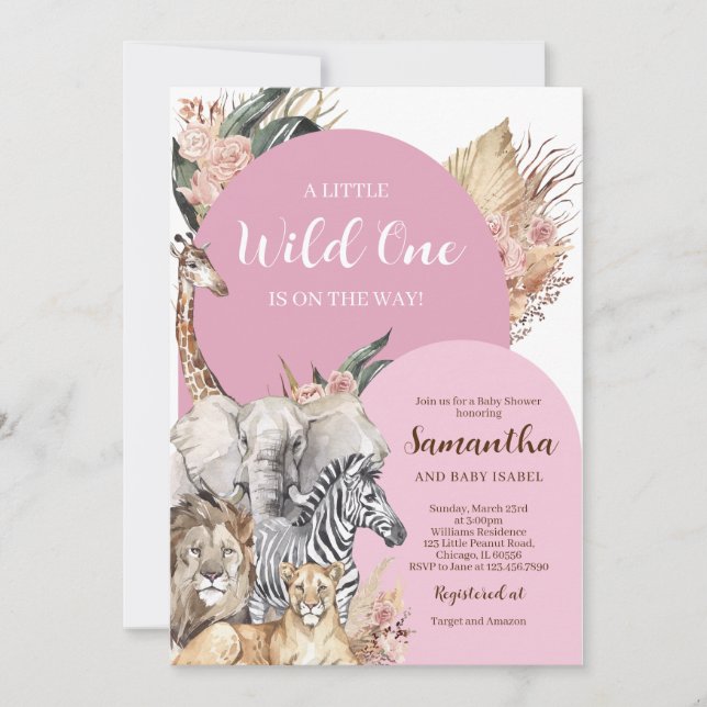 Boho Vild One Girl Baby Shower Inbjudningar (Framsida)