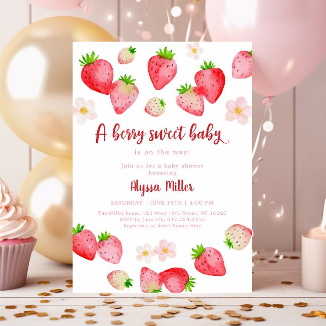 Boho Vild Strawberry Berry Sweet Baby Shower Inbjudningar (Skapare uppladdad)