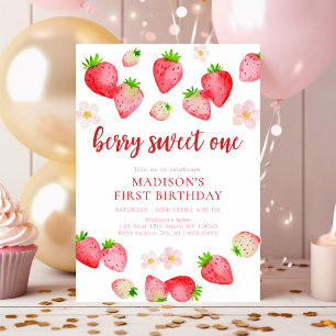 Boho Vild Strawberry Berry Sweet en Birthday Inbjudningar