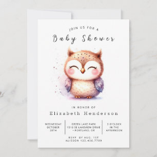 Boho Vild Uggla Baby Shower Inbjudningar