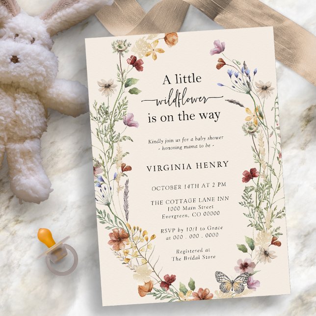 Boho Vilda Blomma Barnkalas Inbjudningar (Boho Wildflower Baby Shower Invitation by Painted Paperie
)