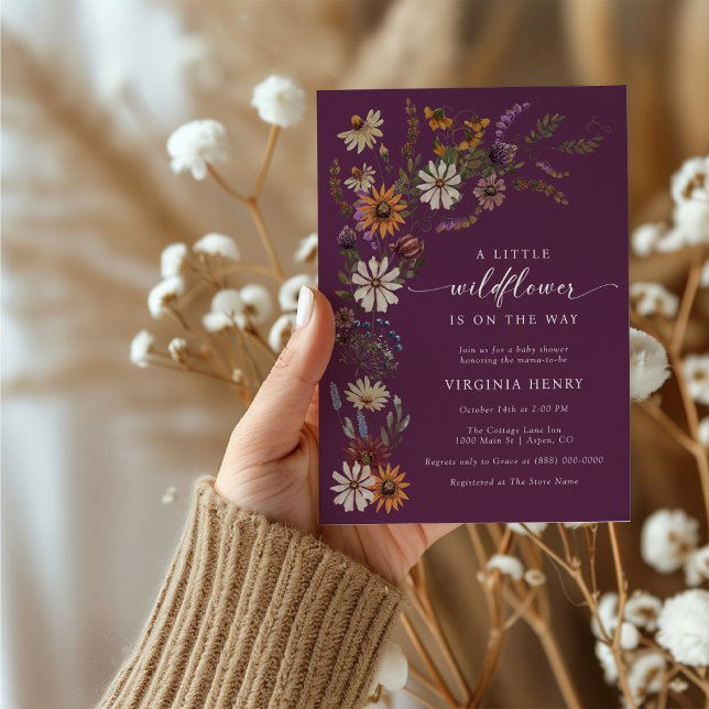 Boho Vilda Blomma Barnkalas Inbjudningar (Boho Wildflower Baby Shower Invitation
)