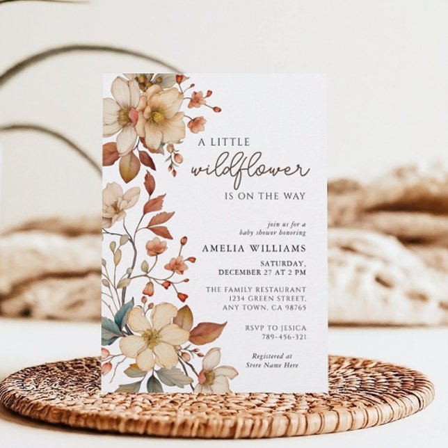 Boho Vilda Blommor Blommig Bebis Shower Inbjudningar (Skapare uppladdad)