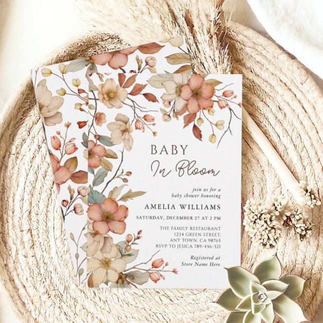 Boho Vilda Blommor Blommig Bebis Shower Inbjudningar (Skapare uppladdad)