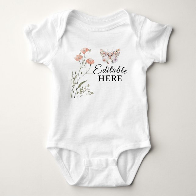 Boho Vilda Blommor Blommig Fjäril T Shirt (Framsida)