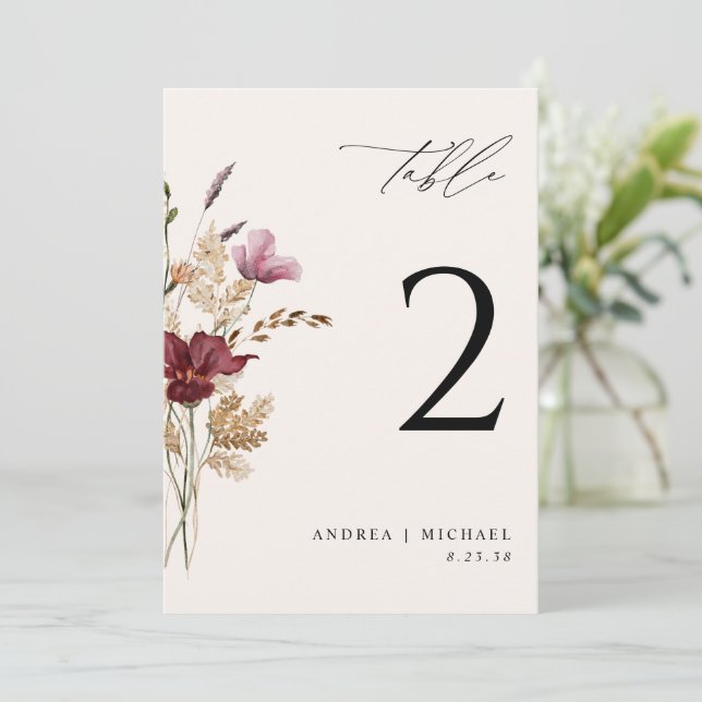 Boho Vilda Blommor Elegant Höstbröllop Inbjudningar (Stående Fram)