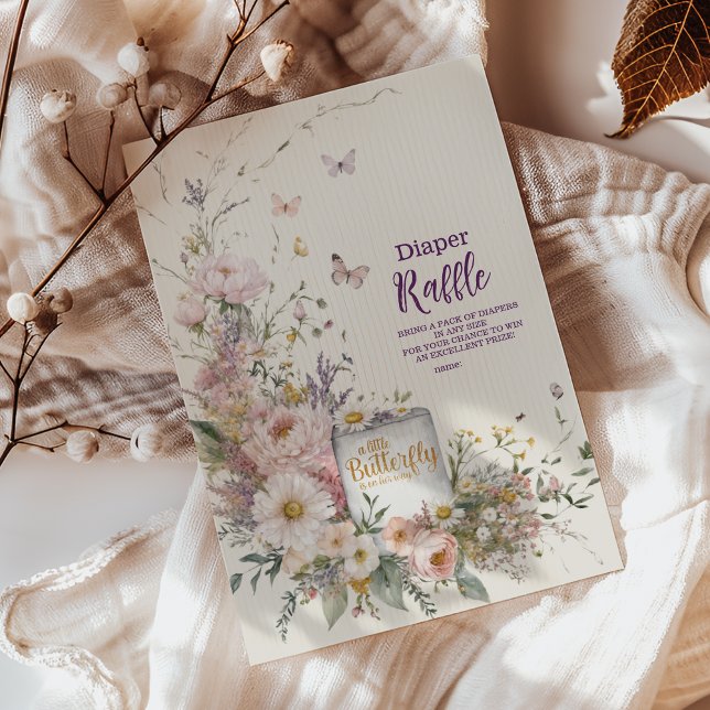 Boho Vilda Blommor Fjärilar Blöja Lotteri Tilläggskort (Skapare uppladdad)