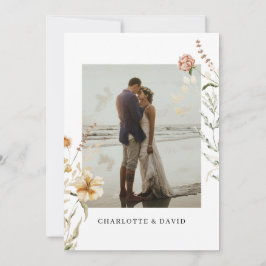 Boho Vilda Blommor Foto Bröllopsdusch Tack Kort