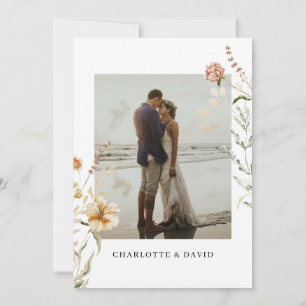 Boho Vilda Blommor Foto Bröllopsdusch Tack Kort