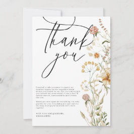 Boho Vilda Blommor Foto Bröllopsfest Tack Kort