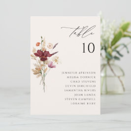 Boho Vilda Blommor Höst Bröllop Placeringskort