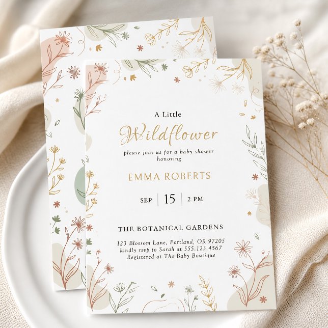 Boho Vilda Blommor Jordnära Botanisk Inbjudningar (Boho Wildflower Earthy Botanical Invitation)