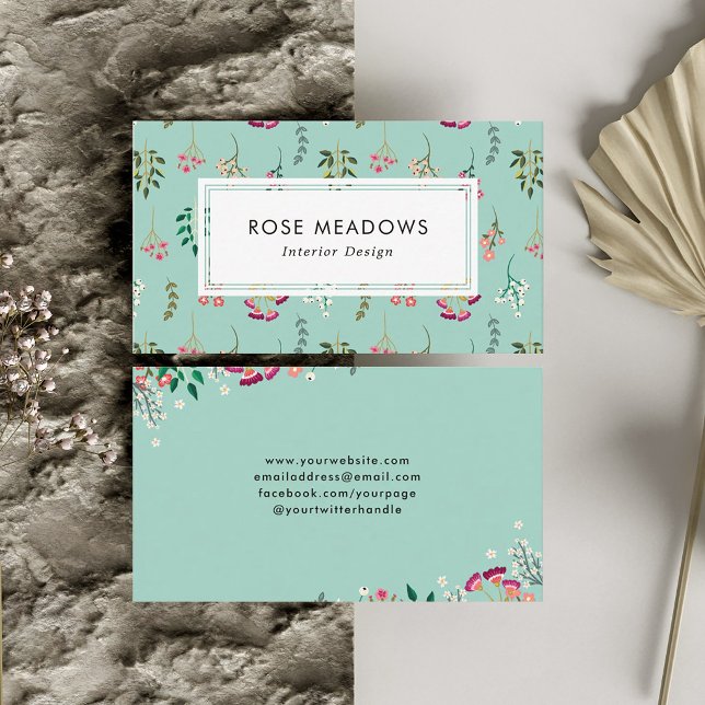Boho Vilda Blommor Mönster Visitkort (Skapare uppladdad)