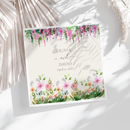 Boho Vilda Blommor och Akacia Bröllopsservetter Pappersservett