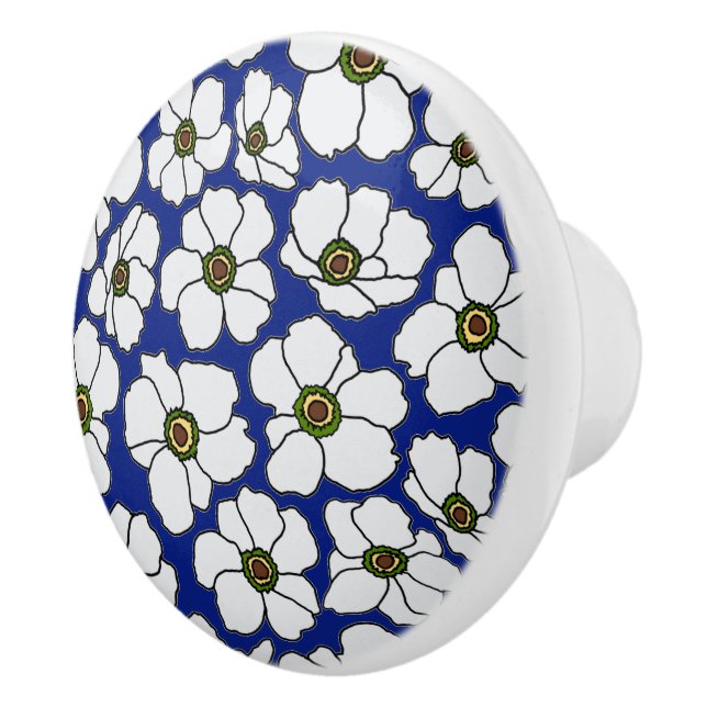 Boho vilda blommor på blå bakgrund  knopp (Höger)