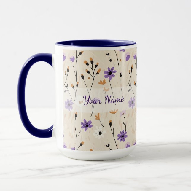 Boho vilda blommor Personlig blomster Mugg (Vänster)