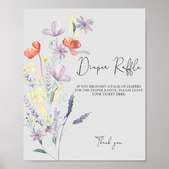 Boho vilda blommor - presentkort för blöjor affisc poster (Framsidan)