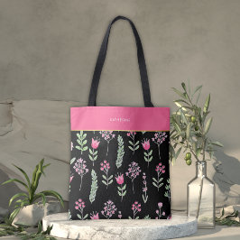 Boho vilda blommor rosa girly trendigt tygkasse