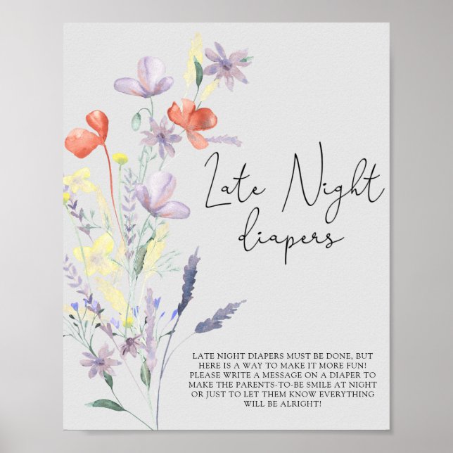 Boho Vilda blommor \ Sen natt blöjor spel Poster (Framsidan)