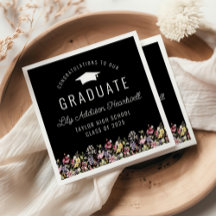 Boho vilda blommor Svart examensfest