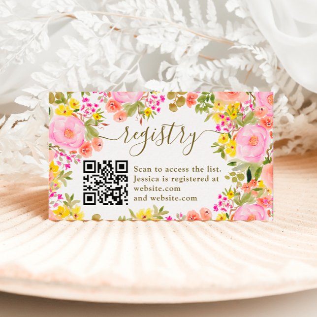 Boho vilda blommor trädgård bröllopsdusch presentl tilläggskort (Boho wild flowers garden bridal shower registry enclosure card)