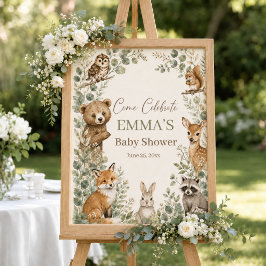 Boho Vilda Djur Baby Shower Välkomstskylt Poster