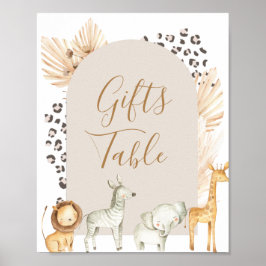 Boho Vilda djur Blommigt Gifts Bord Poster