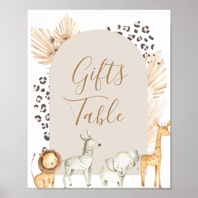 Boho Vilda djur Blommigt Gifts Bord Poster (Framsidan)