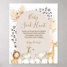 Boho Vilda djur Pampas Grass Baby Sock Hunt